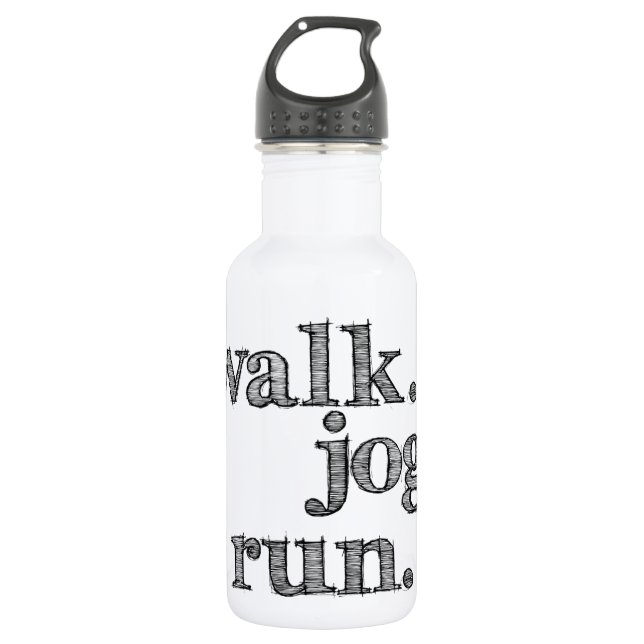 BLACK WALK JOG RUN (font SHADED) 532 Ml Water Bottle (Front)