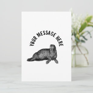Black Walrus simple Drawing Invitation