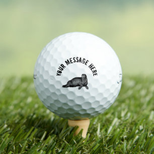 Black Walrus simple Illustration Golf Balls