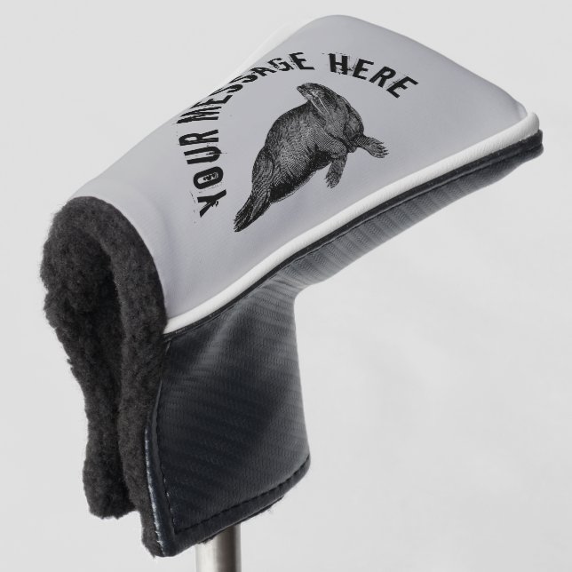 Black Walrus simple Illustration Golf Head Cover (3/4 Front)