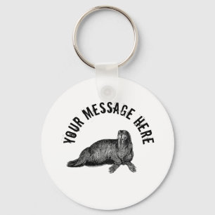 Black Walrus simple Illustration Keychain