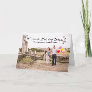Black Warmest Holiday Wishes Photo Greeting Card