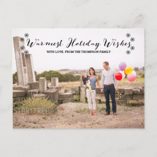 Black Warmest Holiday Wishes Photo Postcard