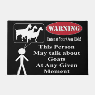 Black Warning This Person May Talk About Goats Doormat