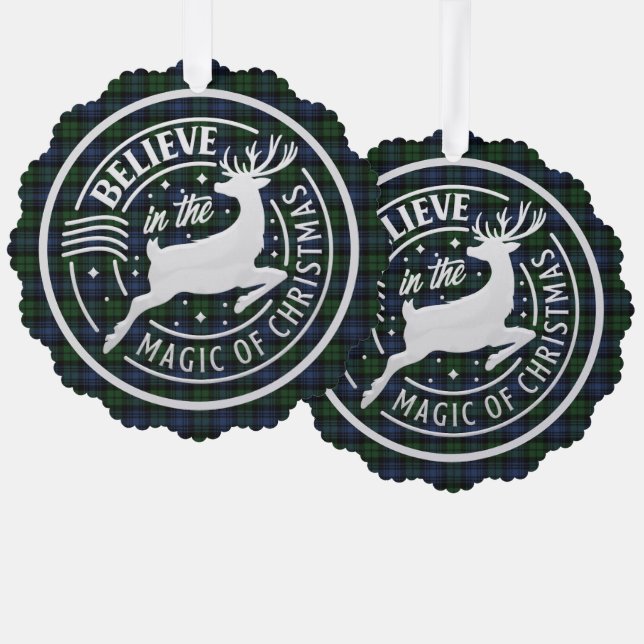 Black Watch Ancient Scottish Tartan Christmas Ornament Card (Front/Back)