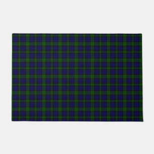 Black Watch clan tartan blue green plaid Doormat