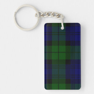 Black Watch clan tartan blue green plaid Keychain
