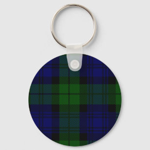 Black Watch clan tartan blue green plaid Keychain