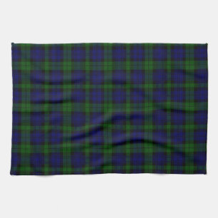 Black Watch clan tartan blue green plaid Kitchen Towel