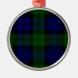 Black Watch clan tartan blue green plaid Metal Ornament