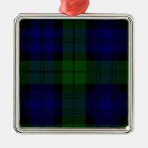 Black Watch clan tartan blue green plaid Metal Ornament