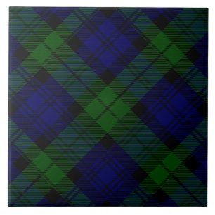 Black Watch clan tartan blue green plaid Tile