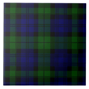 Black Watch clan tartan blue green plaid Tile