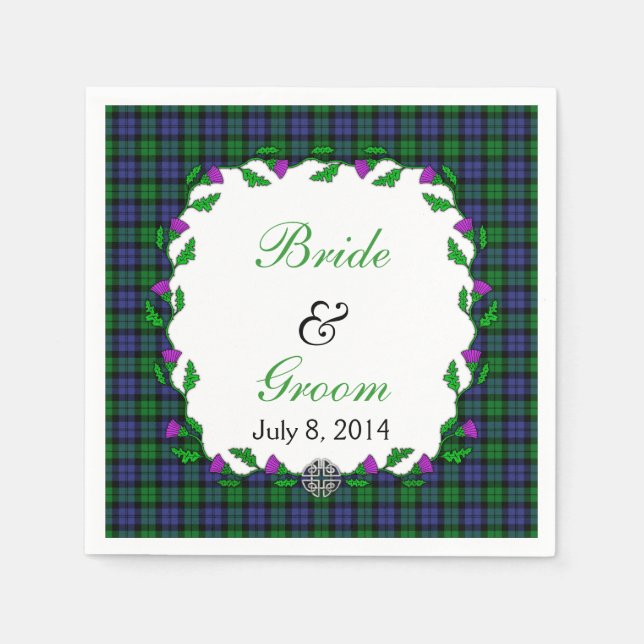 Black Watch Military Celtic Wedding Favour Napkin (Front)