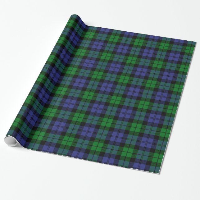 Black Watch Military Tartan Wrapping Paper (Unrolled)