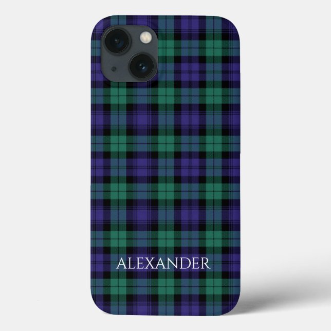 Black Watch Scottish Tartan Name Case-Mate iPhone Case (Back)