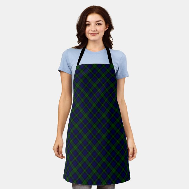 Black Watch Tartan Blue Green Plaid Apron (Worn)