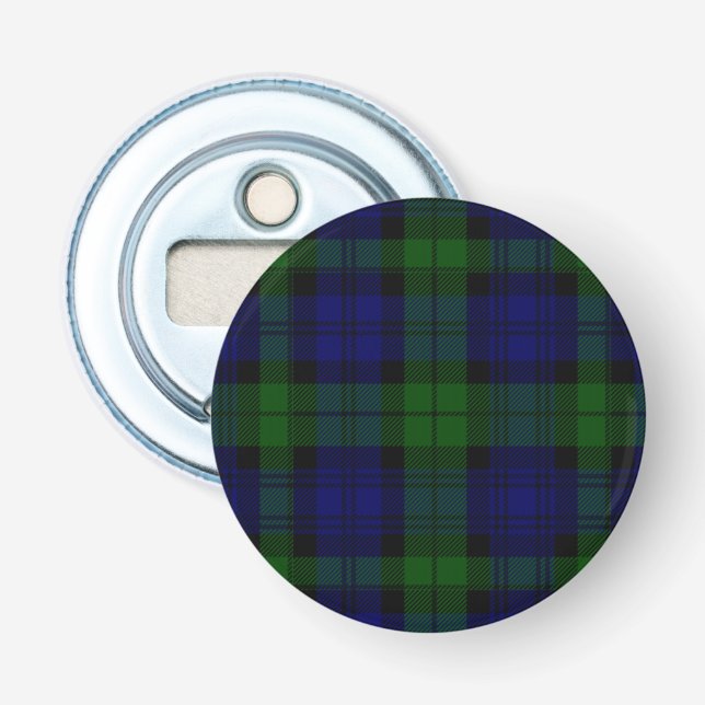 Black Watch Tartan Blue Green Plaid Bottle Opener (Front)