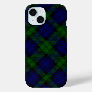 Black Watch Tartan Blue Green Plaid iPhone 15 Case