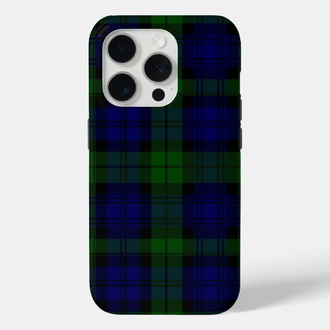 Black Watch Tartan Blue Green Plaid Case-Mate iPhone Case (Back)