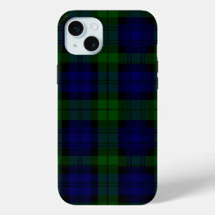Black Watch Tartan Blue Green Plaid iPhone 15 Mini Case