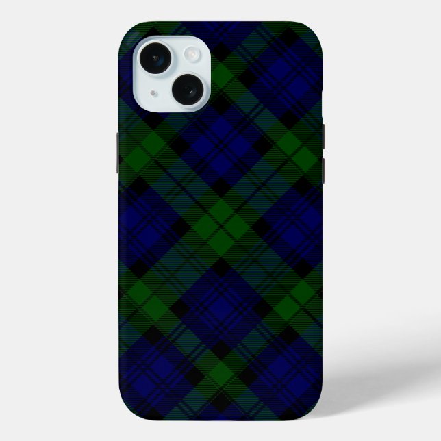 Black Watch Tartan Blue Green Plaid Case-Mate iPhone Case (Back)