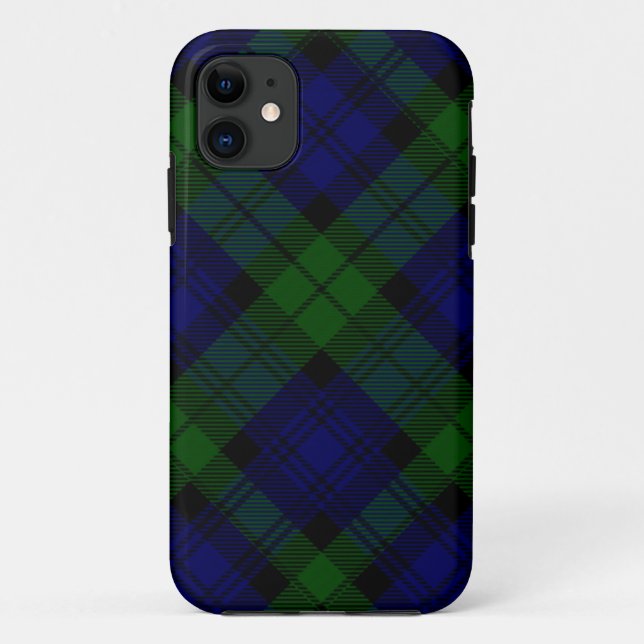 Black Watch Tartan Blue Green Plaid Case-Mate iPhone Case (Back)