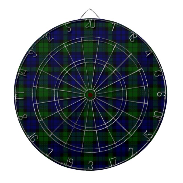 Black Watch Tartan Blue Green Plaid Dartboard (Front)