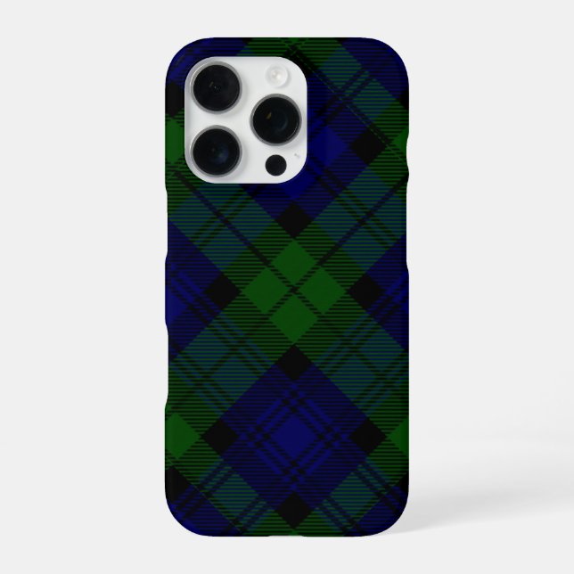 Black Watch Tartan Blue Green Plaid iPhone Case (Back)
