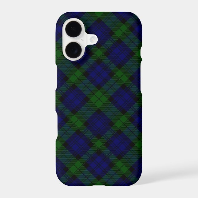 Black Watch Tartan Blue Green Plaid iPhone Case (Back)
