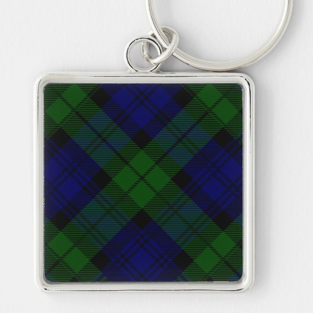 Black Watch Tartan Blue Green Plaid Keychain (Front)