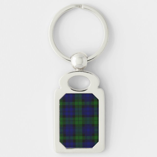 Black Watch Tartan Blue Green Plaid Keychain (Front)