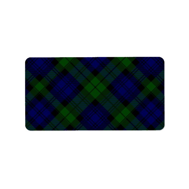 Black Watch Tartan Blue Green Plaid Label (Front)