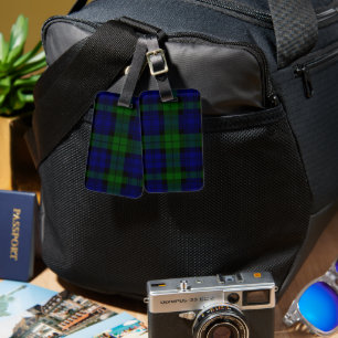 Black Watch Tartan Blue Green Plaid Luggage Tag
