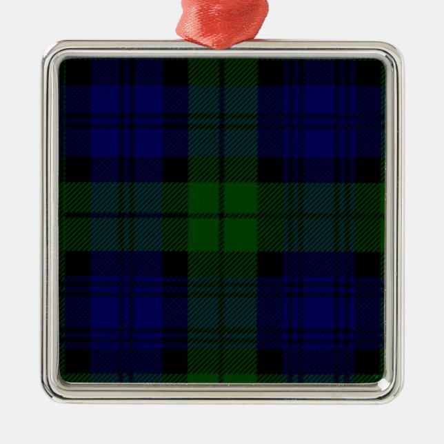 Black Watch Tartan Blue Green Plaid Metal Ornament (Front)
