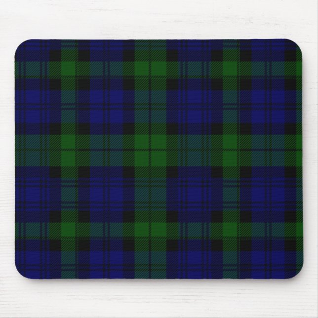 Black Watch Tartan Blue Green Plaid Mouse Pad (Front)