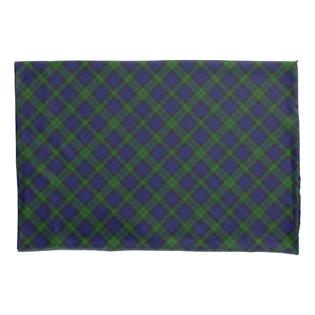 Black Watch Tartan Blue Green Plaid Pillowcase (Front-Left)