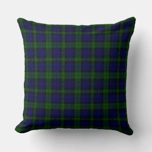 Black Watch Tartan Blue Green Plaid Throw Pillow