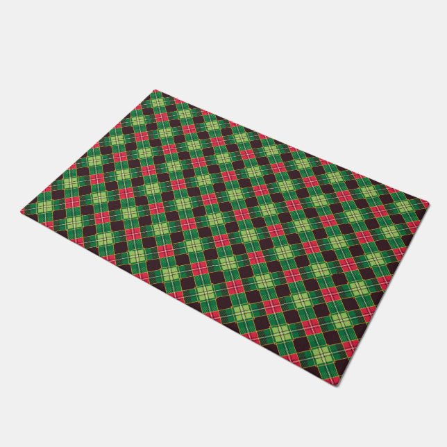 Black Watch Tartan Fabric Pattern Doormat (Angled)