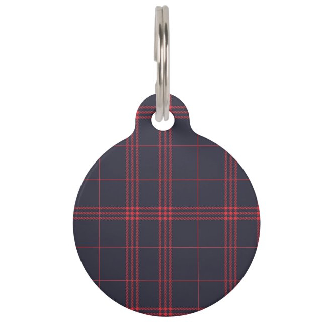 Black Watch Tartan Fabric Pattern Pet Tag (Back)
