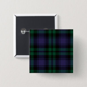 Black Watch Tartan, Plaid 2 Inch Square Button