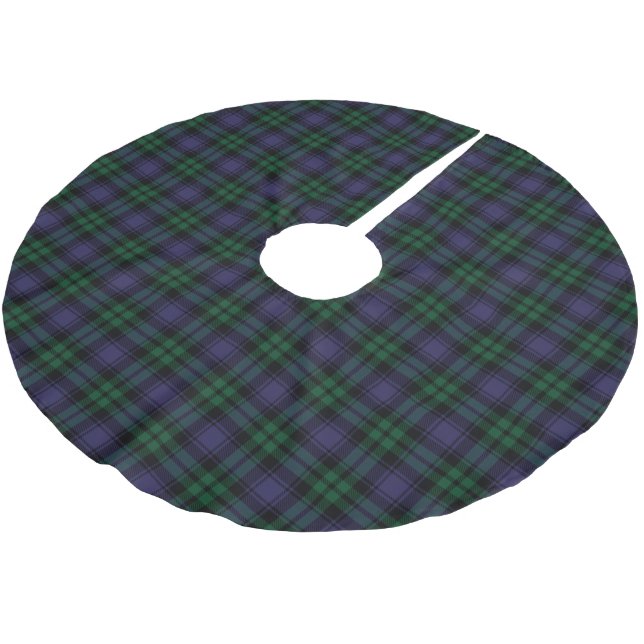 Black Watch Tartan, Plaid Brushed Polyester Tree Skirt (Angled)