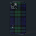 Black Watch Tartan Plaid iPhone 13 Case<br><div class="desc">Handsome iPhone case done in the dark blue and green Black Watch tartan plaid. Personalize the white text,  running down the left side,  for yourself or as a great gift idea. Stylish way to protect your electronic device.</div>