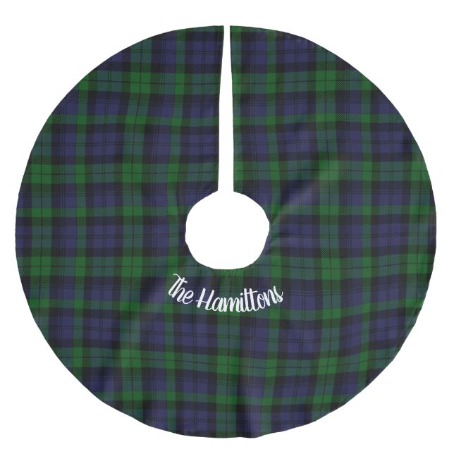 Black Watch Tartan Plaid Christmas Customizable  Brushed Polyester Tree Skirt (Front)