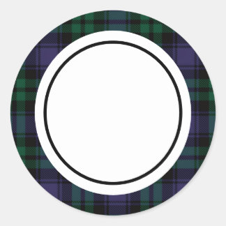 Black Watch Tartan, Plaid Classic Round Sticker