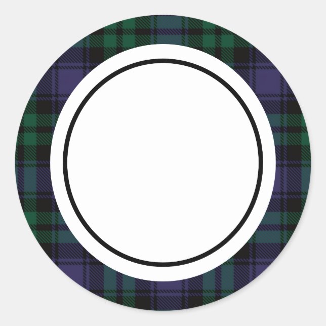 Black Watch Tartan, Plaid Classic Round Sticker (Front)