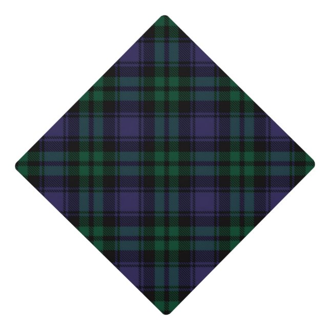 Black Watch Tartan, Plaid Graduation Cap Topper (Front)