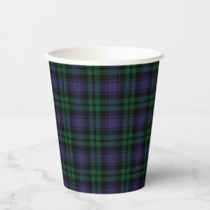 Black Watch Tartan, Plaid Paper Cups