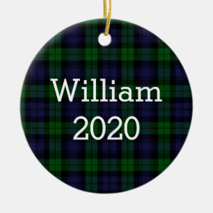 Black Watch Tartan Plaid Personalized Ceramic Ornament
