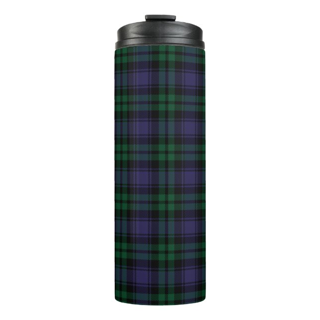 Black Watch Tartan, Plaid Thermal Tumbler (Front)